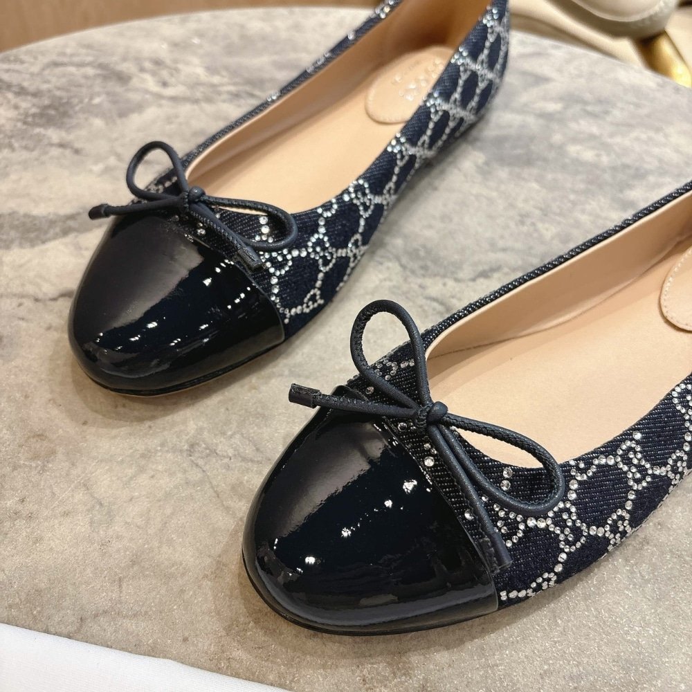 Gvc*1 Women Gg Crystal Ballet Flat Dark Blue 840754 Faeue 4052