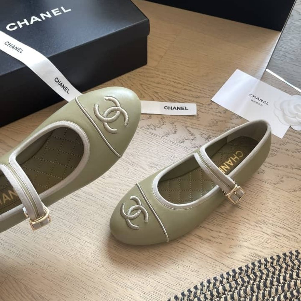 Ch**el Mary Jane Ballet Flat Dark Green