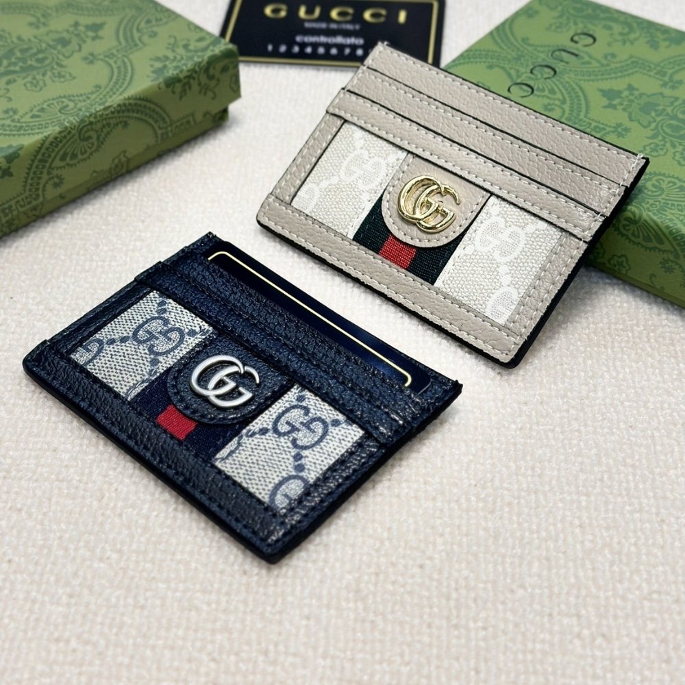 Gvc*1 Ophidia Gg Card Case Beige Blue 9Cm 523159 96Iwn 4076