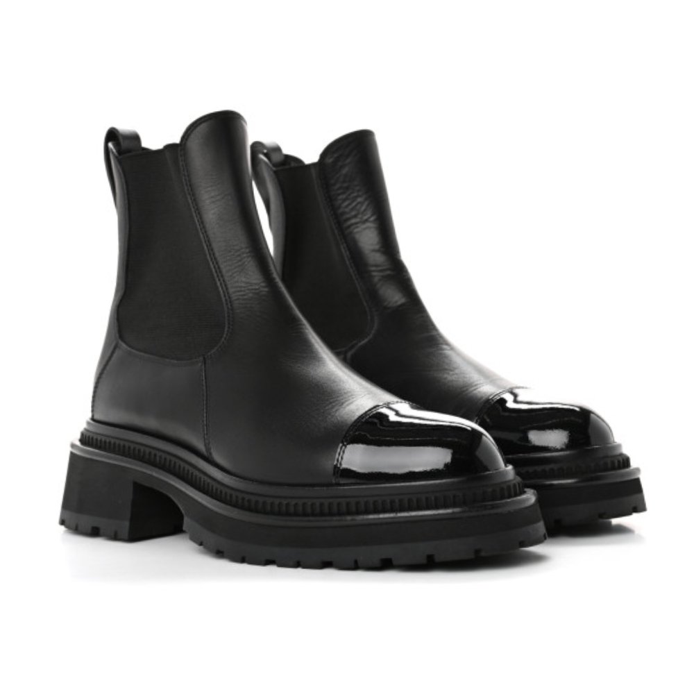 Ch**el Short Boots Matte Leather Black