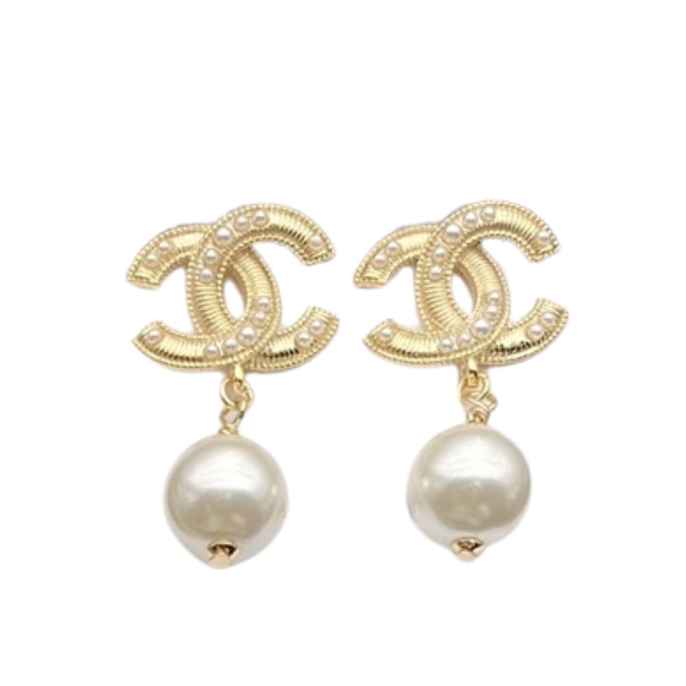 Ch**el Cc Pearl Gold Earrings