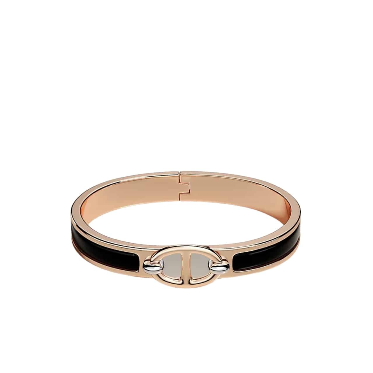 H**me5 Mini Clic Anchor Chain Bracelet Rose Gold Tone With Black H209000Fo01Gm