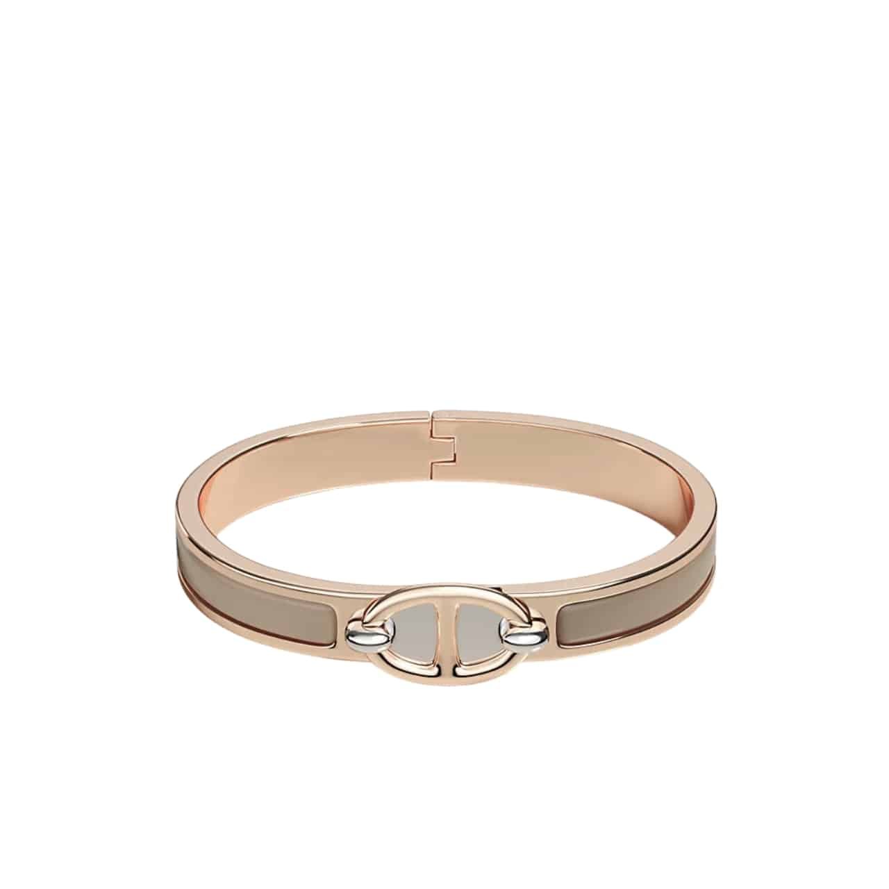 H**me5 Mini Clic Anchor Chain Bracelet Rose Gold Tone With Grey H209000Fo19Pm