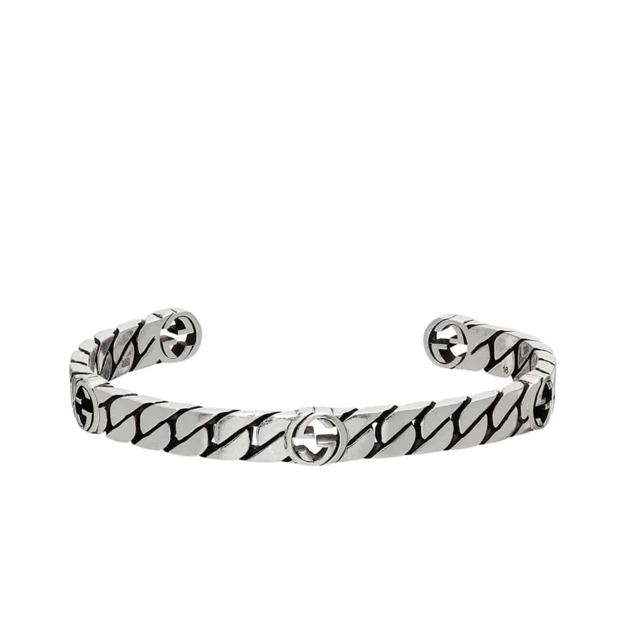 Gvc*1 Silver Interlocking G Cuff Bracelet