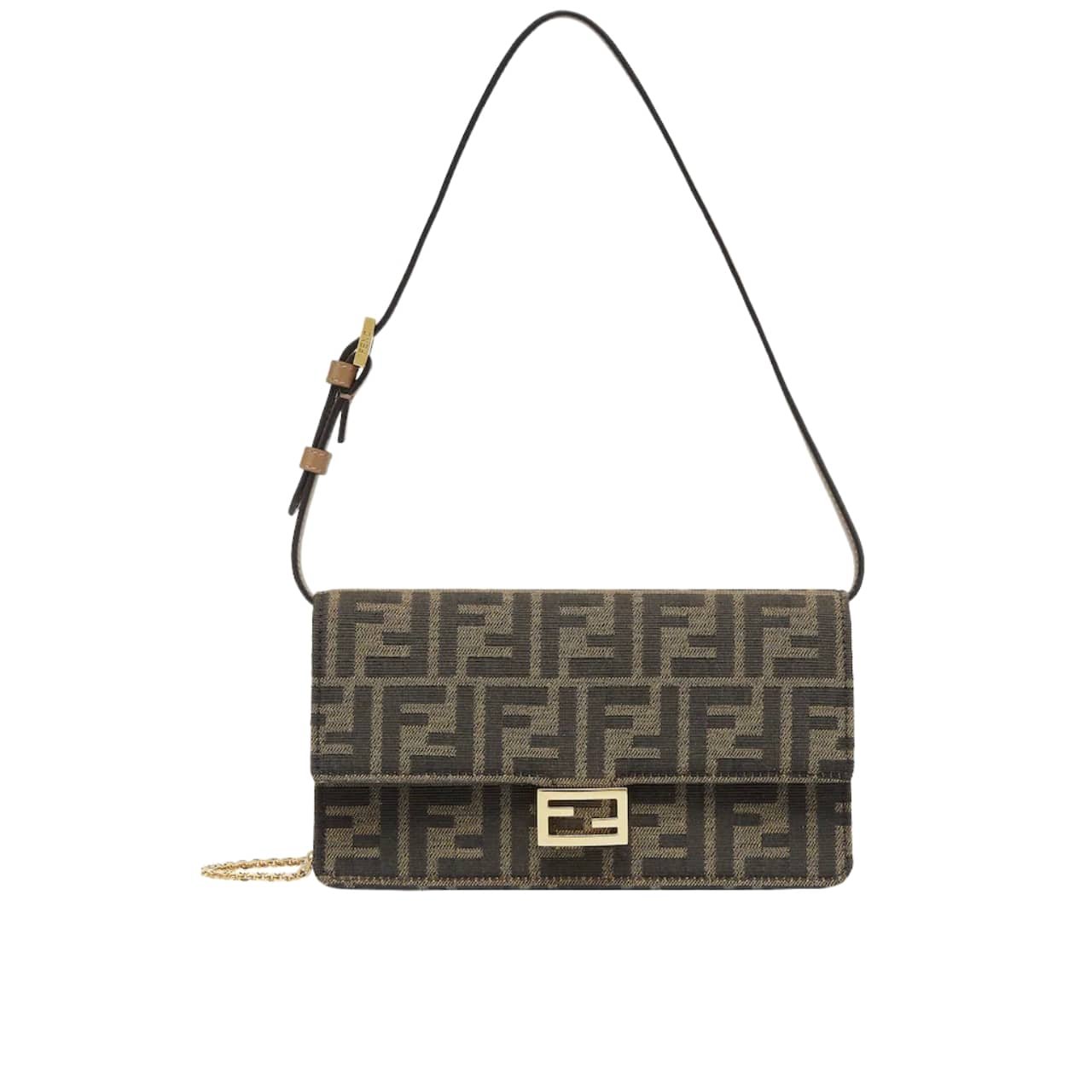 F**di Wallet On Chain Baguette Ff Fabric Brown 21Cm 8M0498A98Pf0A6E