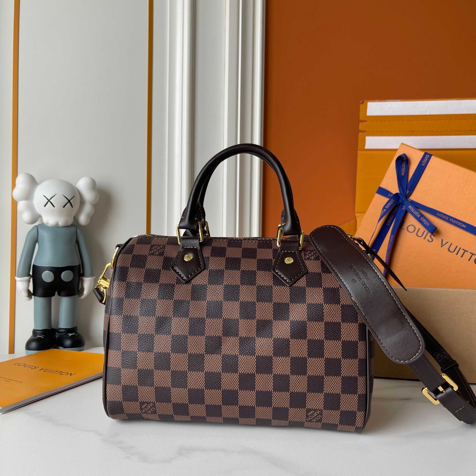 L0vis Vvtt0n Speedy 25 Bandoulière Damier Ebene Canvas Brown 25Cm N40772