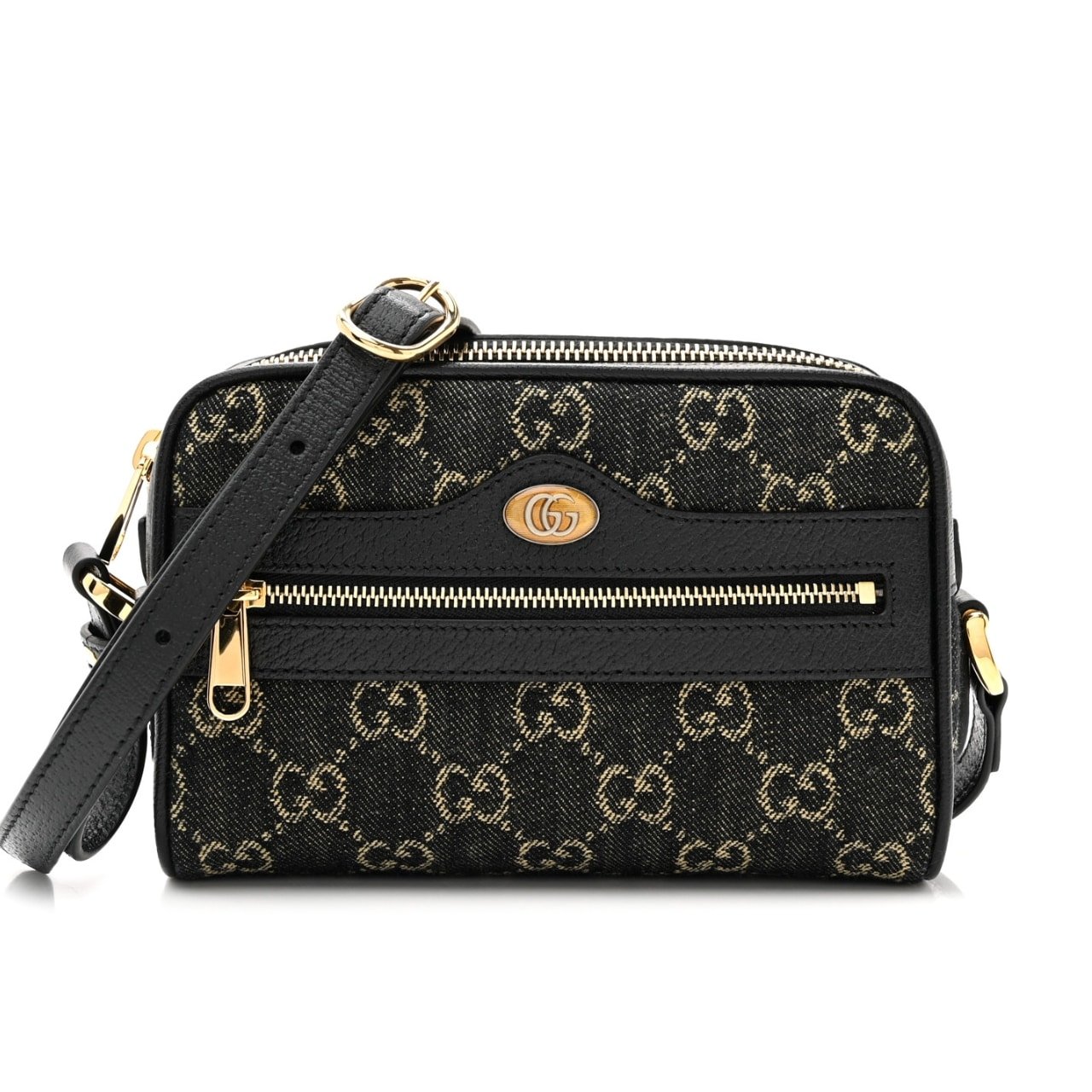 Gvc*1 Ophidia Shoulder Bag Gg Denim Mini Black 17Cm