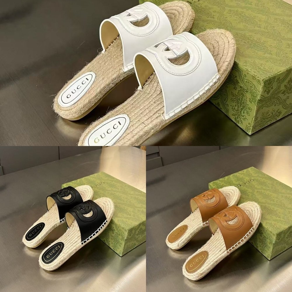 Gvc*1 Interlocking G Cut Out Slide Espadrille Brown 725260 Us000 2535