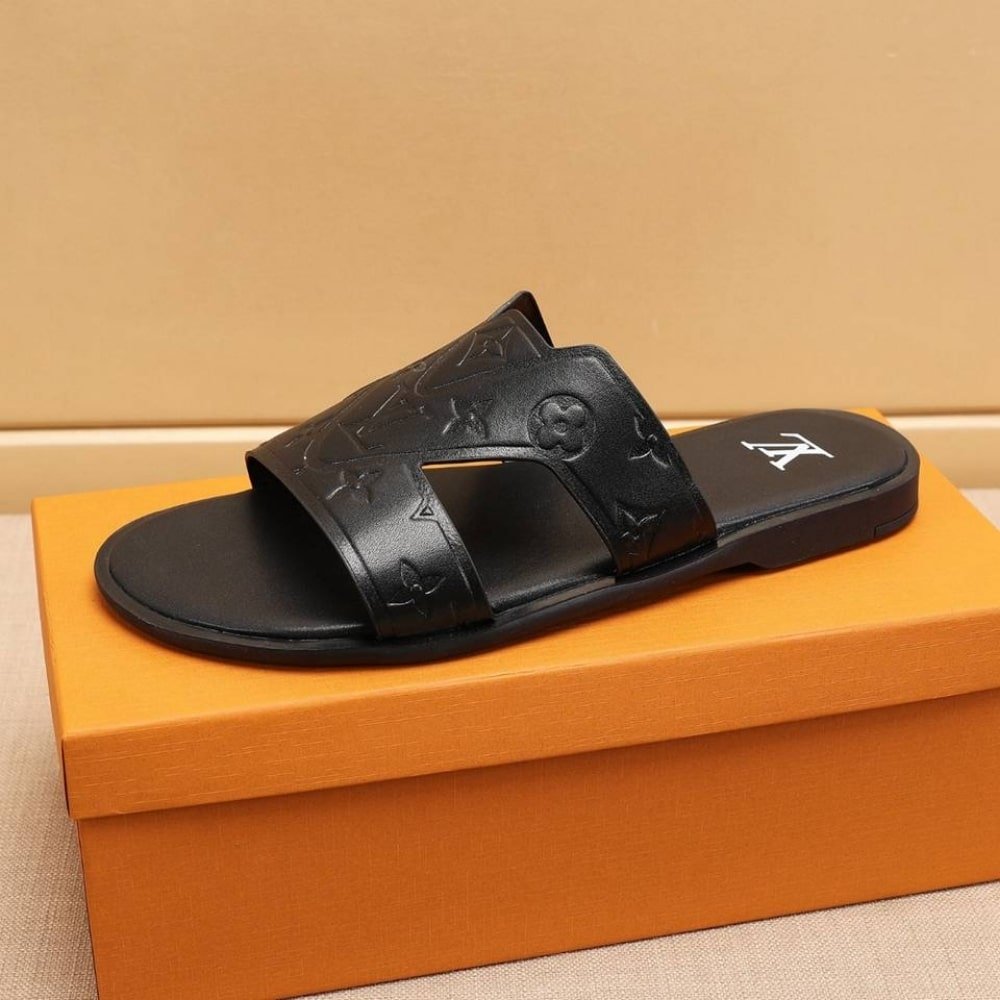 L0vis Vvtt0n Oasis Mule Monogram Pattern Black 1Achj6