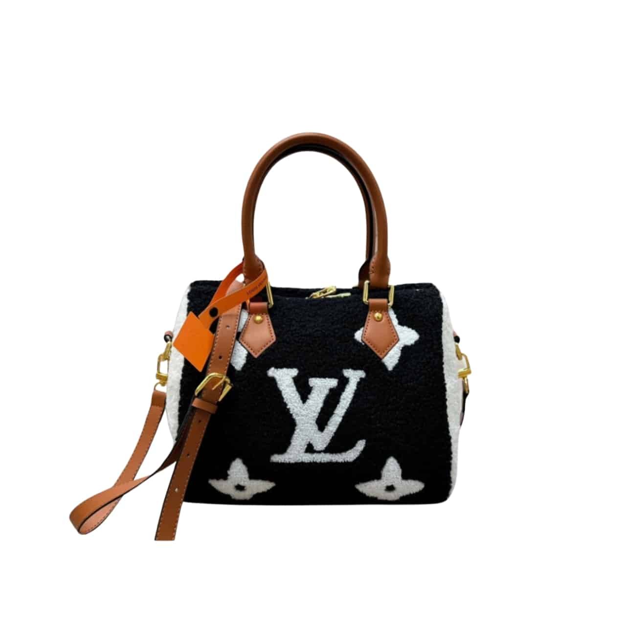 L0vis Vvtt0n Monogram Teddy Speedy Bandouliere Black White 25Cm
