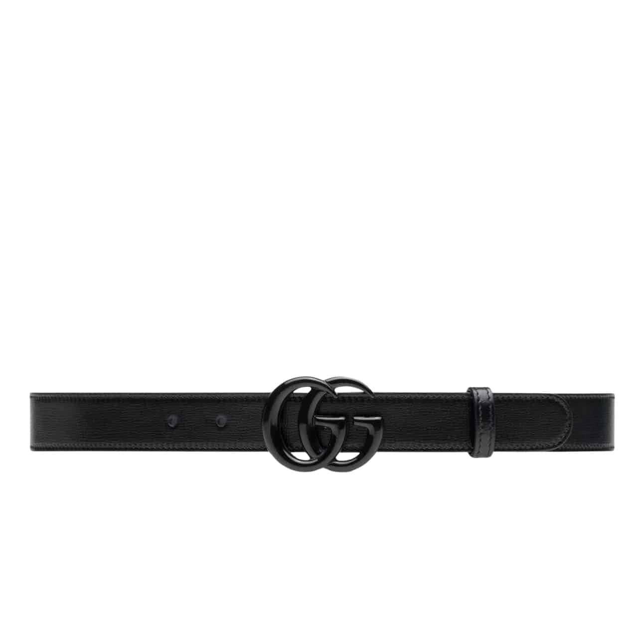 Gvc*1 Gg Marmont Thin Belt Black Leather 414516 18Yxv 1000