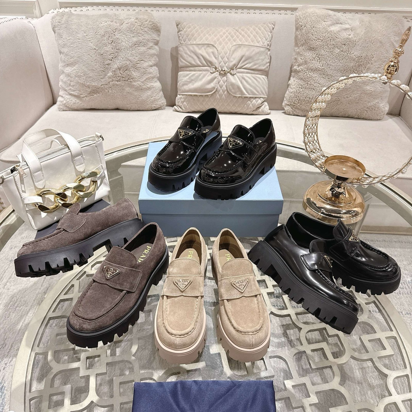 Pra*a Chocolate Suede Loafers Dark Brown 1D246M Mg0 F0003 F G050