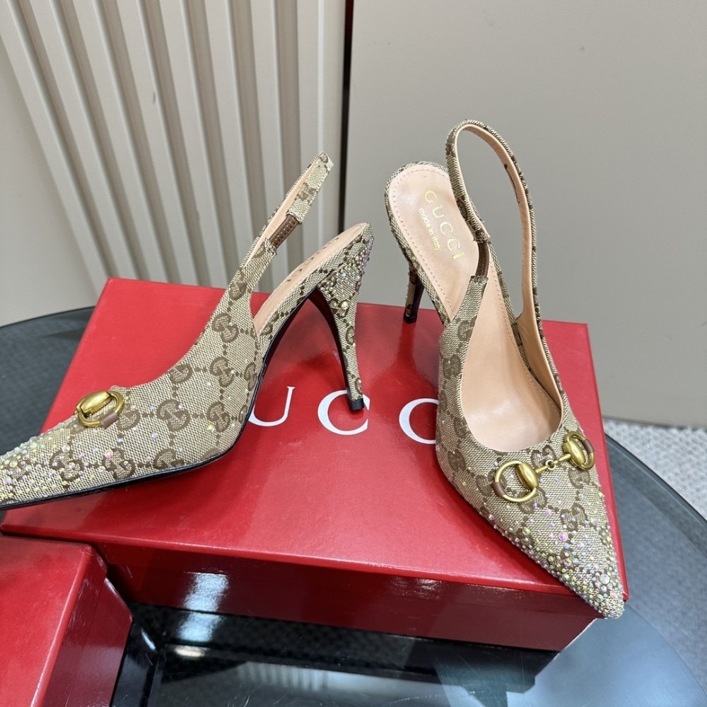 Gvc*1 Women’s Horsebit Pump Gg Canvas Beige And Dark Brown 812176 Fad21 2549