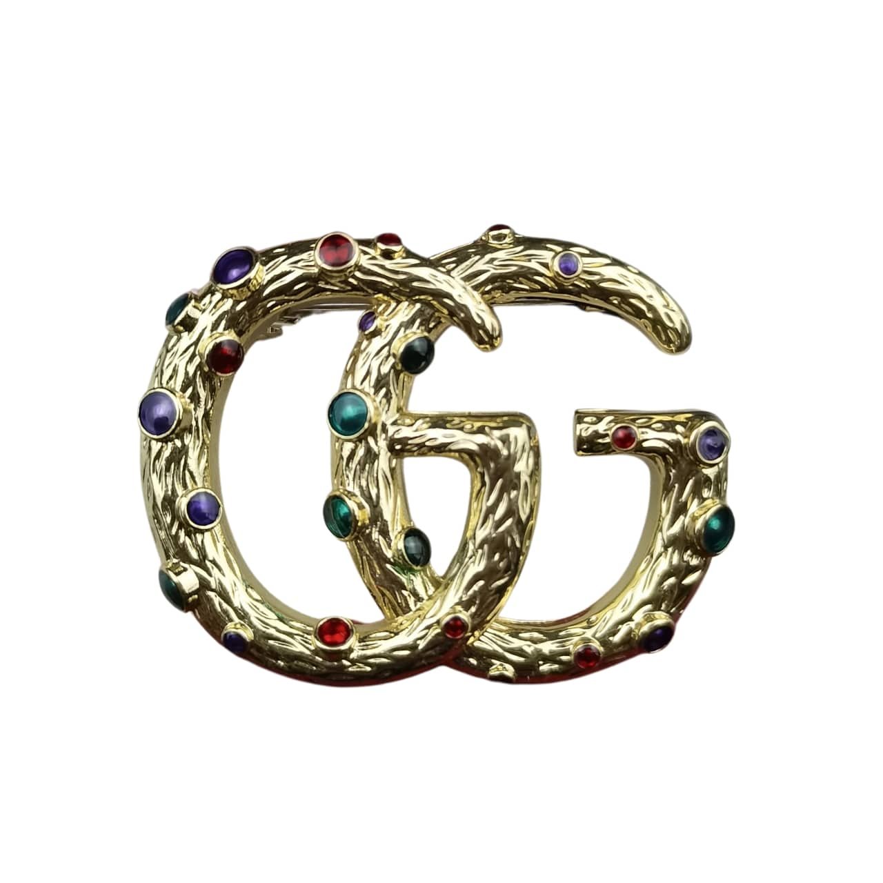 Gvc*1 Gg Brooch Gold With Multicolored Stone