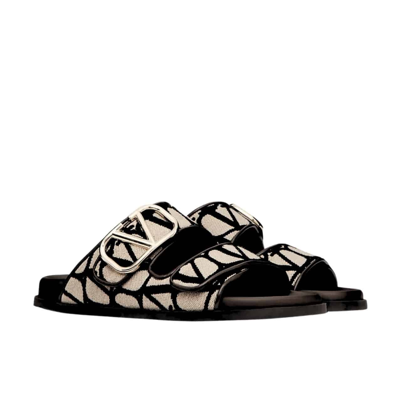 Va1e*ntin0 Garavani Vlogo Toile Iconographe Sandal Brown