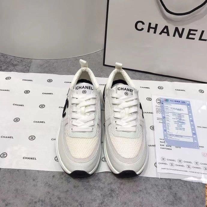 Ch**el Mesh Suede Sneaker White Black G37492 Y55236 10601