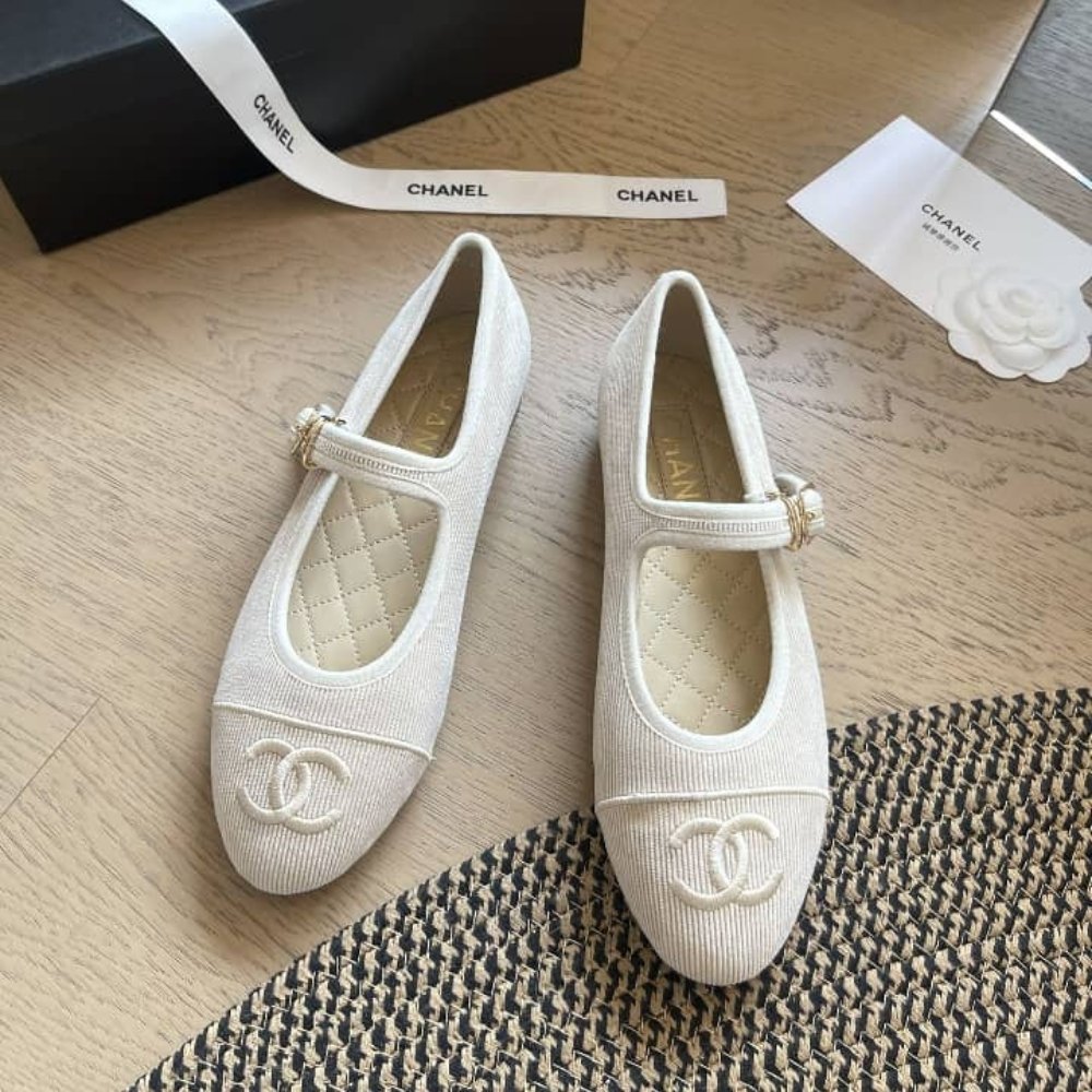 Ch**el Mary Jane Ballet Flat Beige