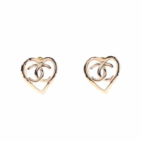 Ch**el Metal Cc Heart Coco In Love Earrings Gold