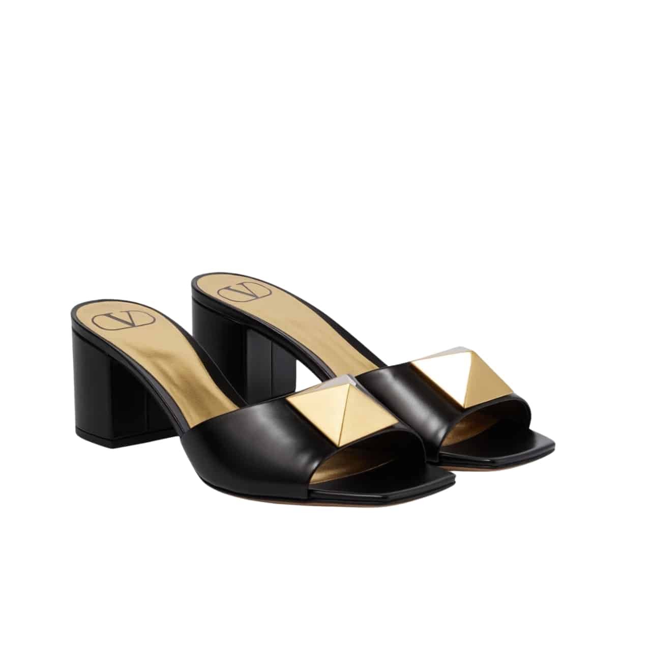 Va1e*ntin0 One Stud Slide Sandals Black 60Mm