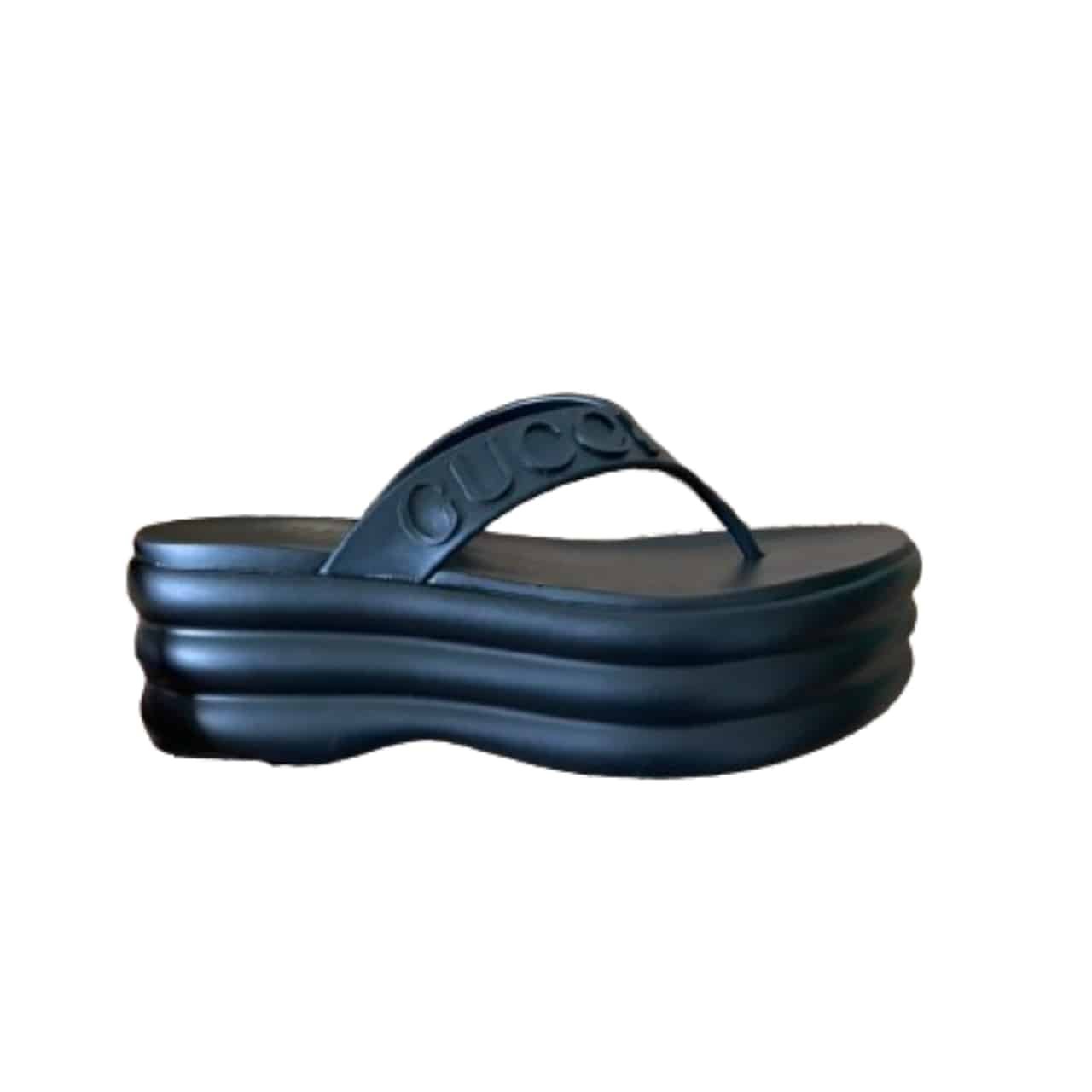Gvc*1 Tarifa Rubber Platform Flip Flops Black
