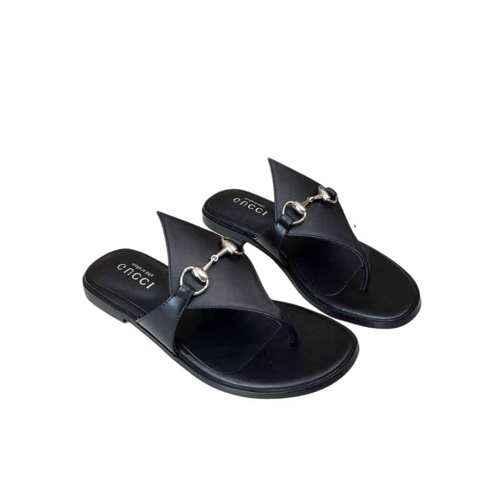 Gvc*1 Women’S Thong Sandal With Horsebit Black