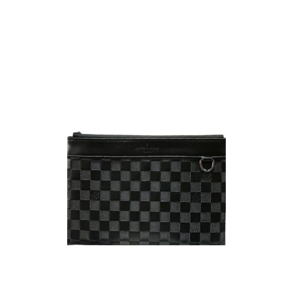 L0vis Vvtt0n Voyage Pochette Damier Infini Cowhide Leather Black 33Cm