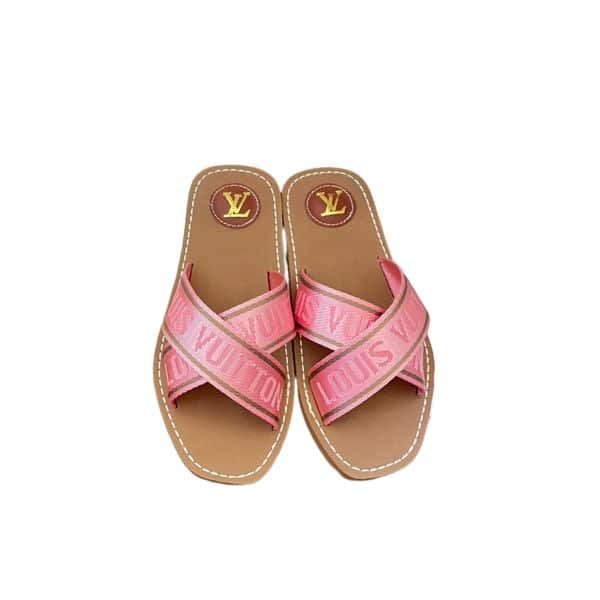 L0vis Vvtt0n Cross Strap Flat Slides Light Pink