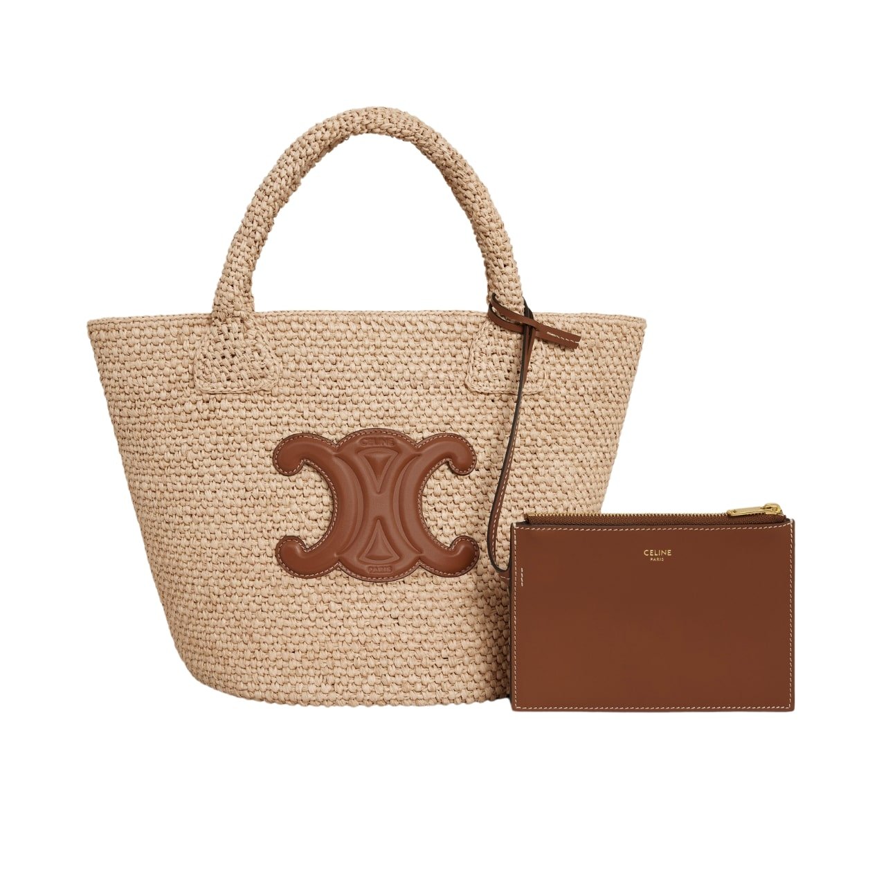Ce1i*e S*pple Small Triomphe Classic Panier In Raffia Tan 25Cm