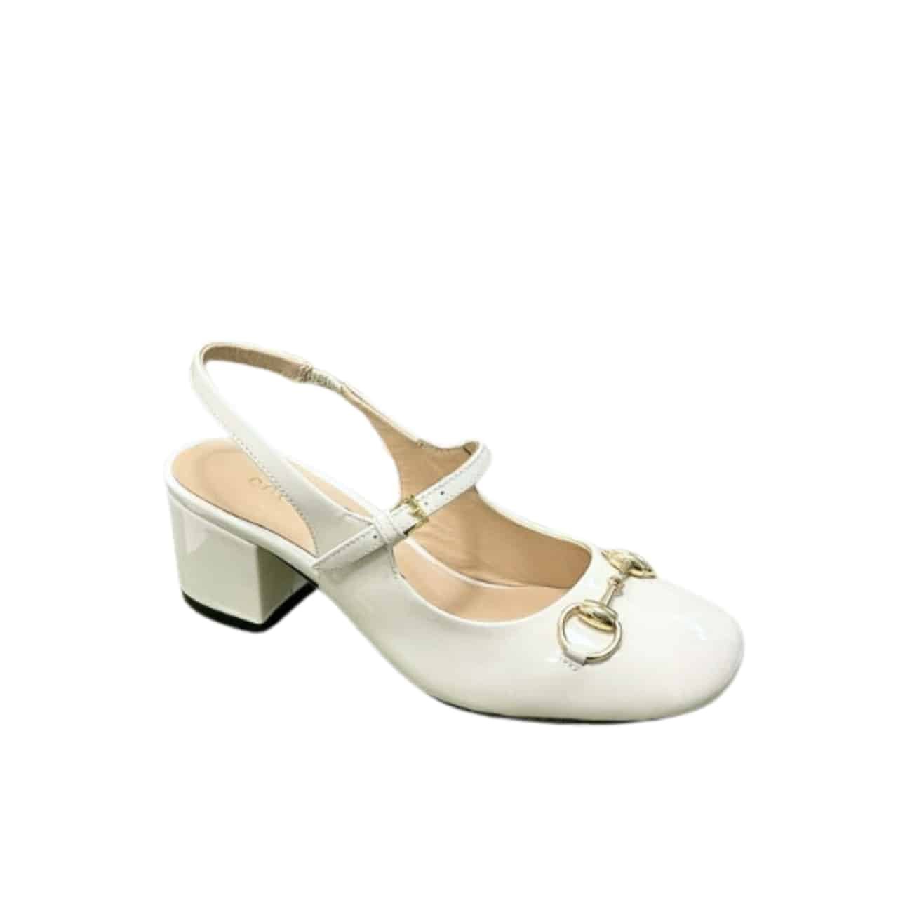 Gvc*1 Women’s Horsebit Pump White Leather