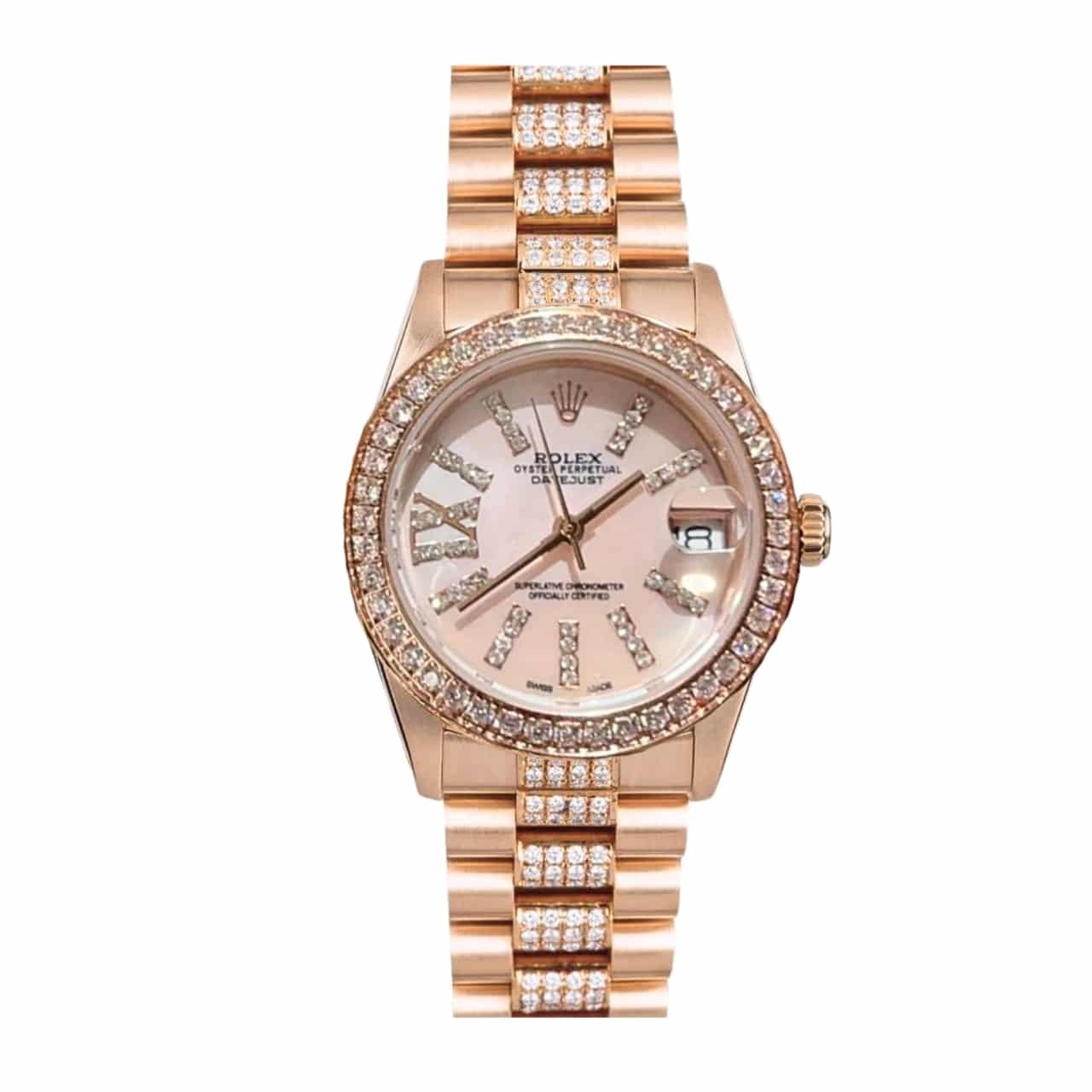 R01ex Datejust D1am0nd In Rose Gold With Pink Dial 31Mm