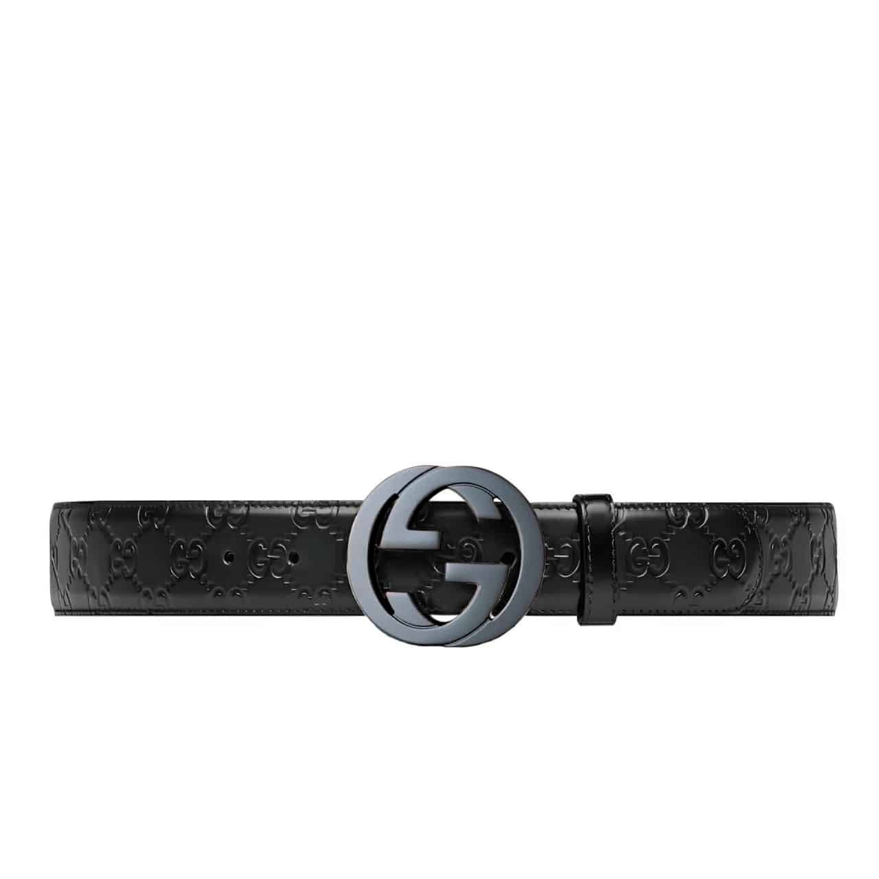 Gvc*1 Belt With Interlocking G Buckle Black Maxi 774153 Aabza 1000