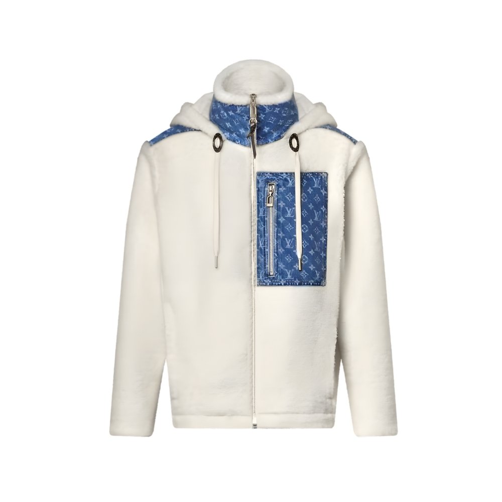 L0vis Vvtt0n Monogram Accent Fleece Jacket Beige 1Aiqqj
