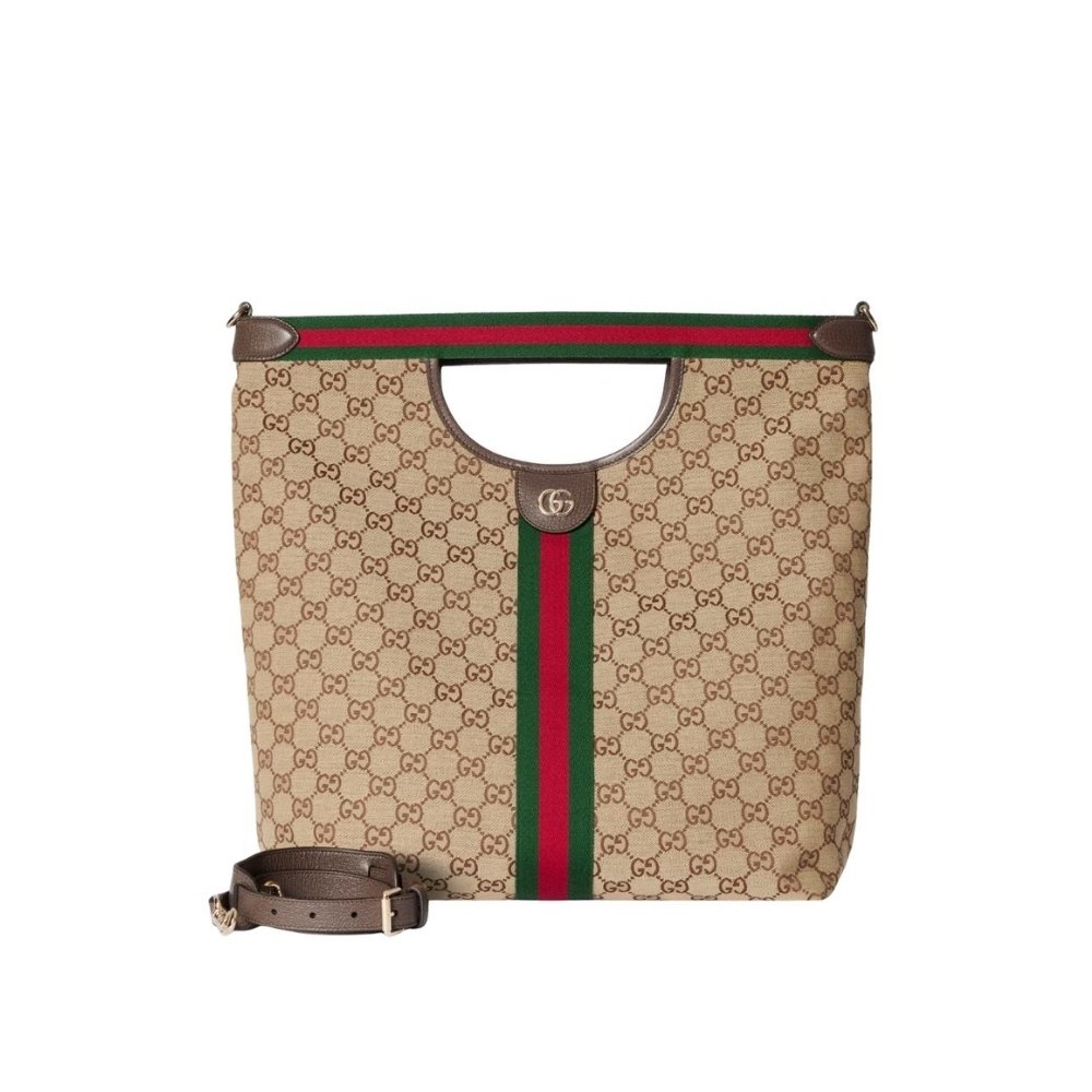 Gvc*1 Giglio Large Tote Bag Beige And Brown GG Canvas 36Cm 865452 FAFZE 9871
