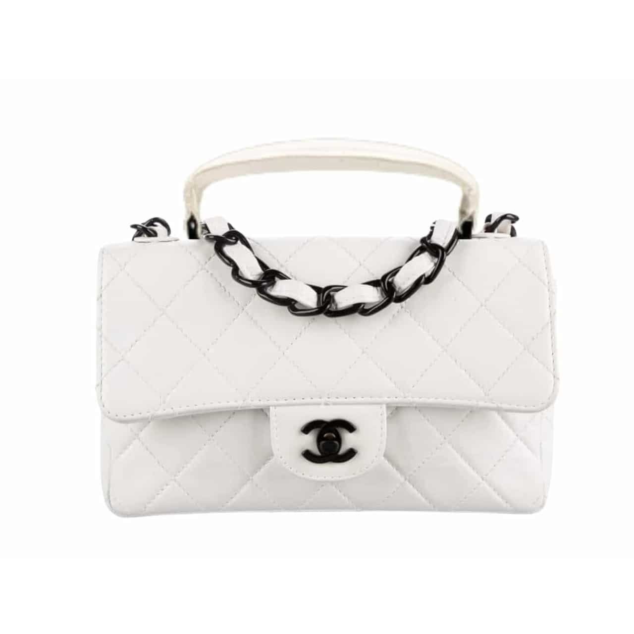 Ch**el Vintage Small Classic Flap Bag White 20Cm