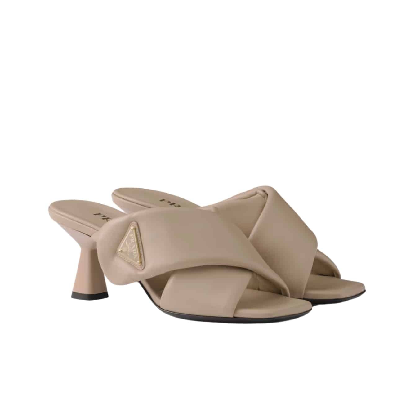 Pra*a Padded Nappa Sandals Beige 1Xx754 2Dl8 F0036 F 065