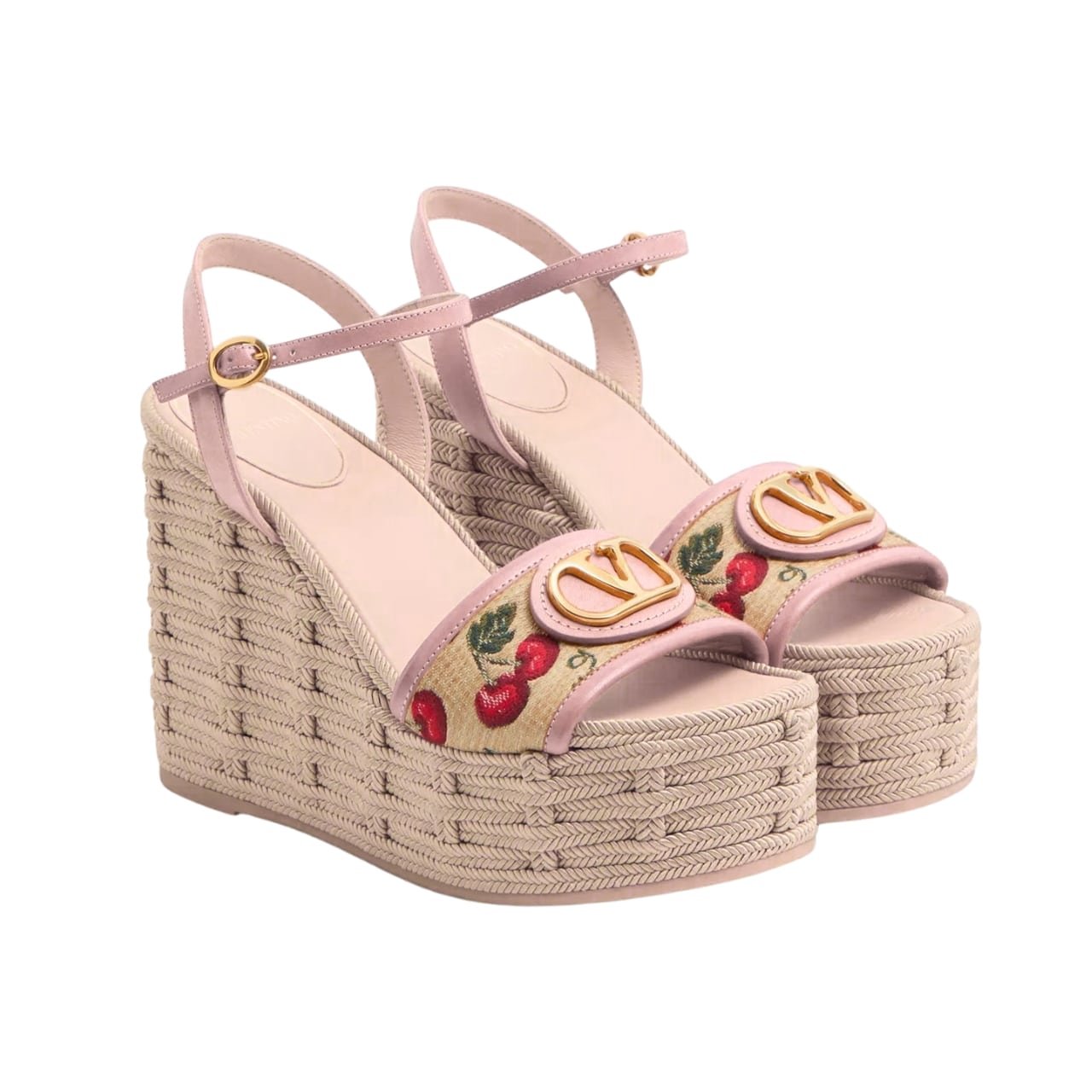 Va1e*ntin0 Garavani Natural Logo Wedges Sandal Beige 6W0S0Ly9Cec32H