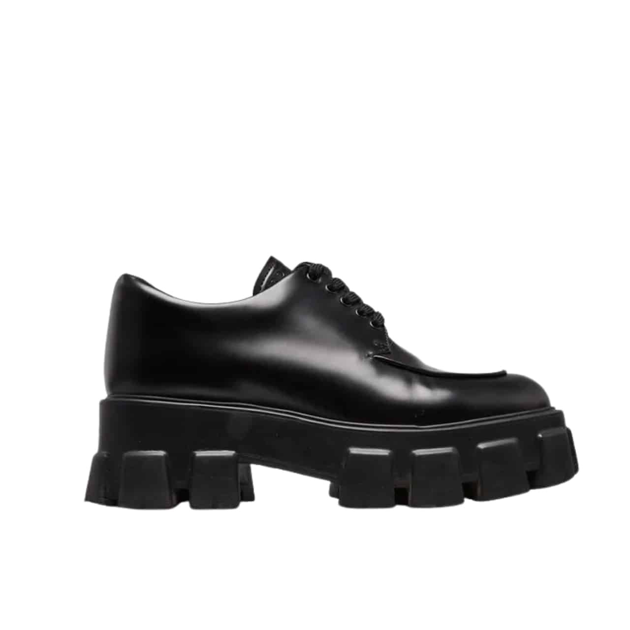 Pra*a Smooth Leather Oxford Loafers Black