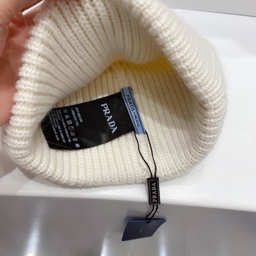 Pra*a Wool And Cashmere Beanie Silver White Umd489 3Im F0009 S 211