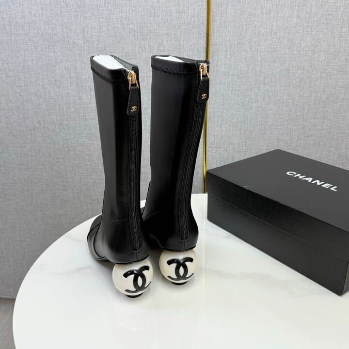 [S*per Vip 1:1] Ch**el Mid Boots Smooth Leather Black G46776 B22203 94305