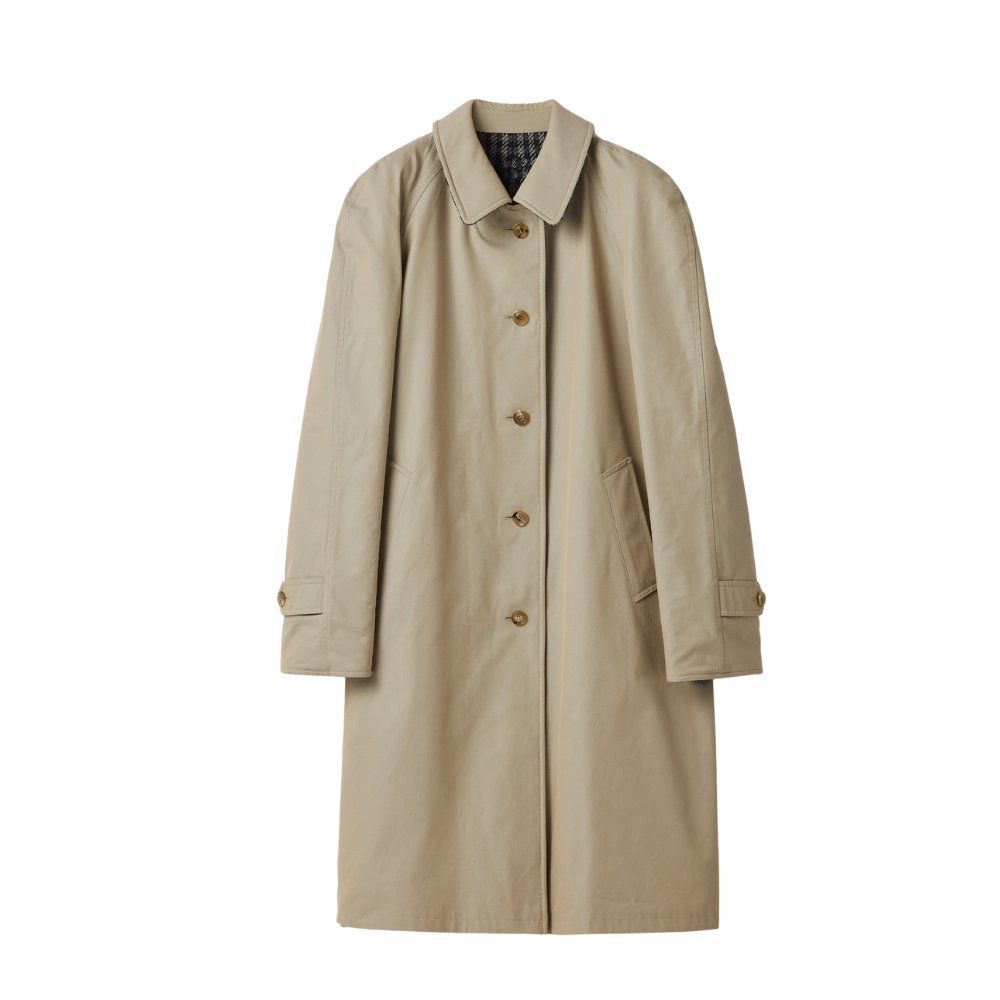 M1um1u Reversible Twill And Check Trench Coat Limestone And Slate Gray Ms2131 1798 F04U0 S Ooo